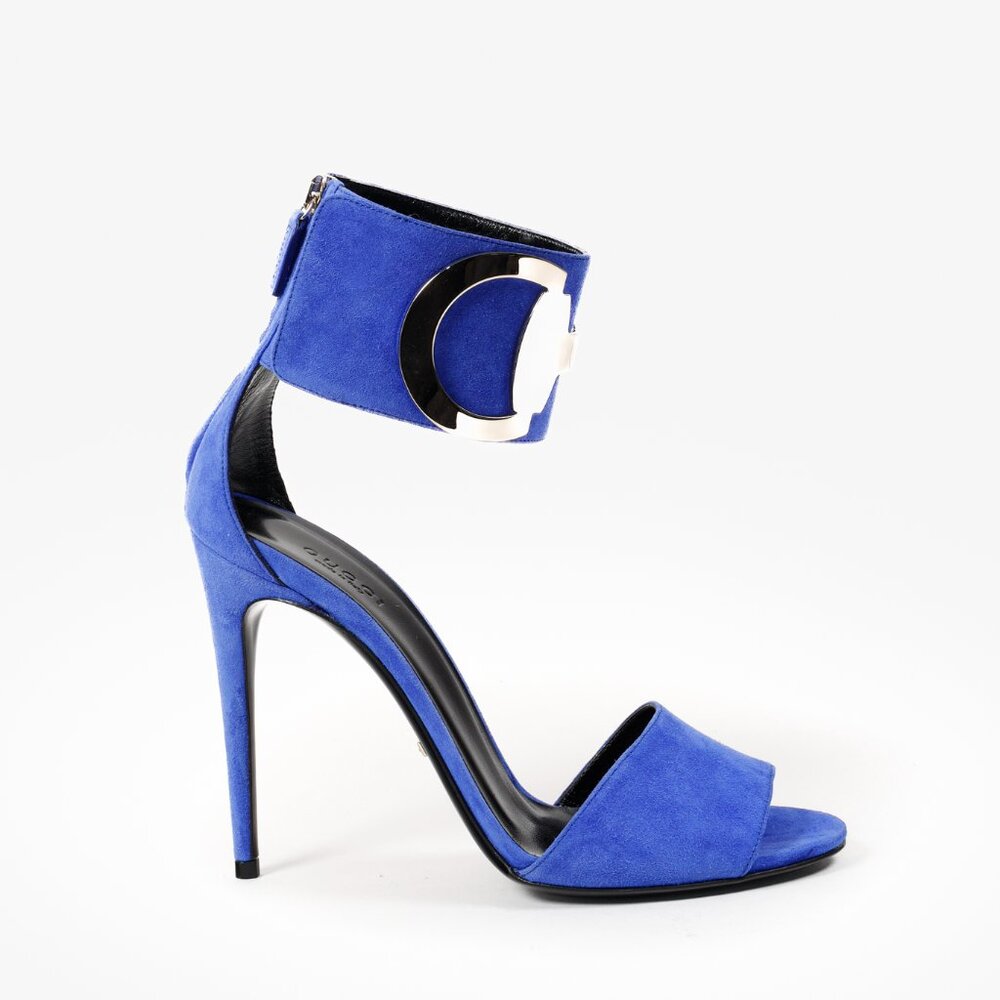 Gucci Blue Suede Maxi Ankle Strap Pumps